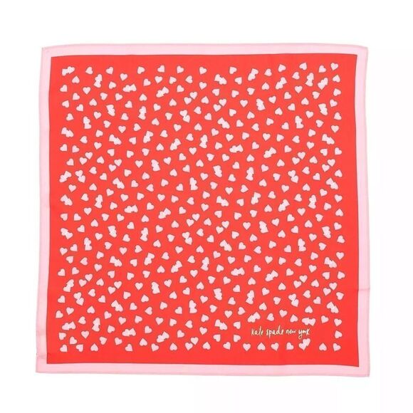 KATE SPADE ♠️ Fluttering Red Heart Links Silk Bandana NWT - Picture 1 of 5